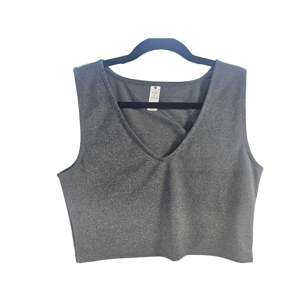 YOGALICIOUS Pure Cloud Lola Muscle Tank Gray‎ Size L V-Neck Sleeveless Cropped